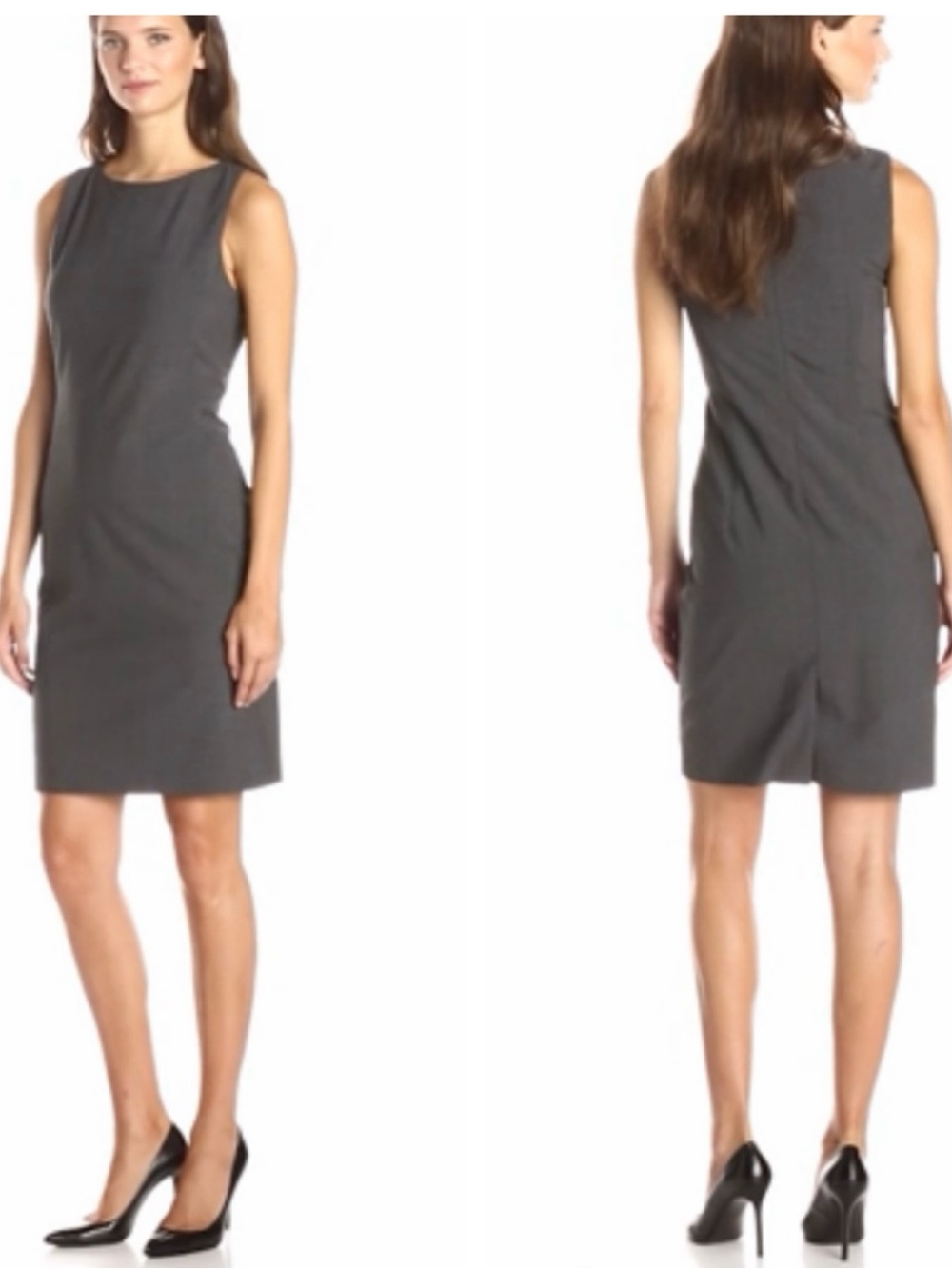 Theory Betty Wool Charcoal Gray Sleeveless Sheath Dress Sz 4